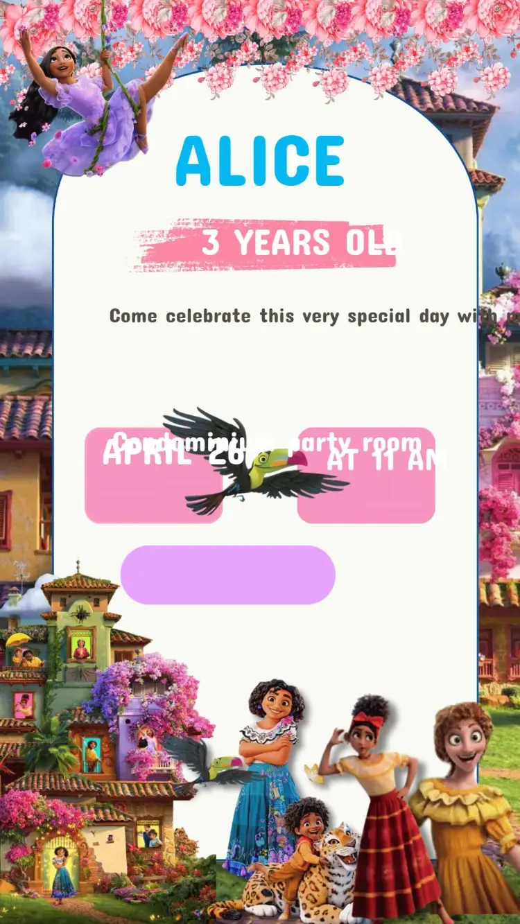 Invitation Enchanted Birthday Invitation – Kids' Birthday Party theme pastel colors, fairy tale elements, playful illustrations, enchanted style, colorful design