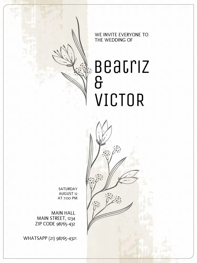 Chic And Floral Woman Wedding invitation