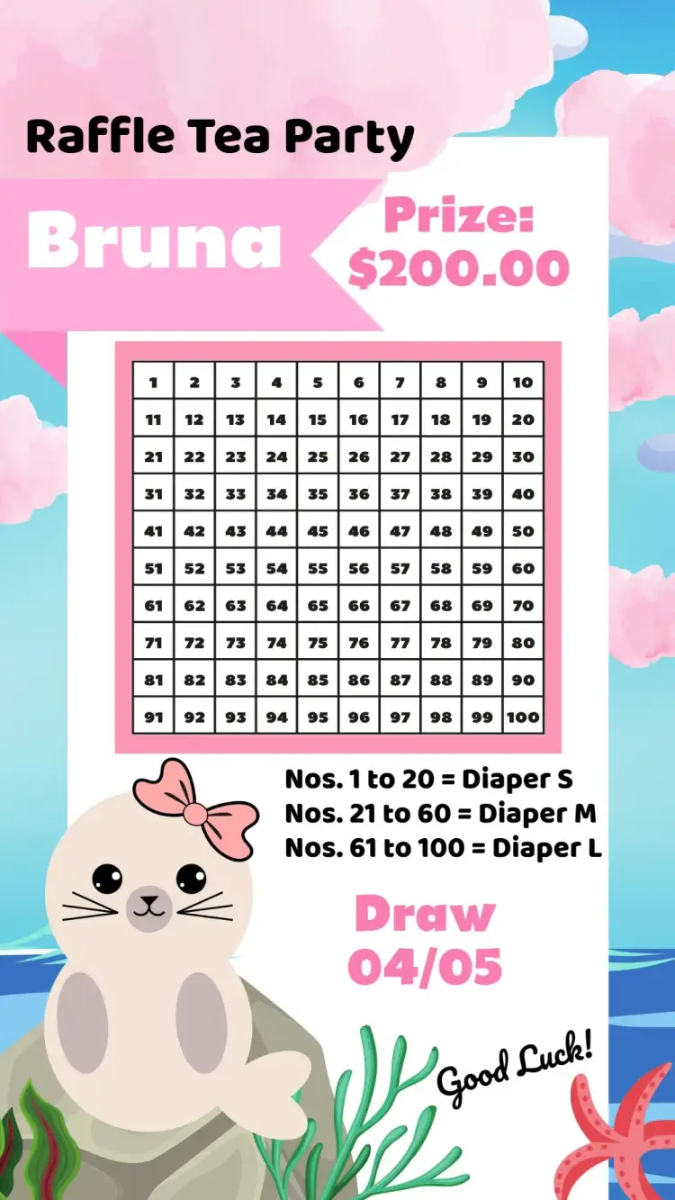 Tea Raffle Baby Seal invitation