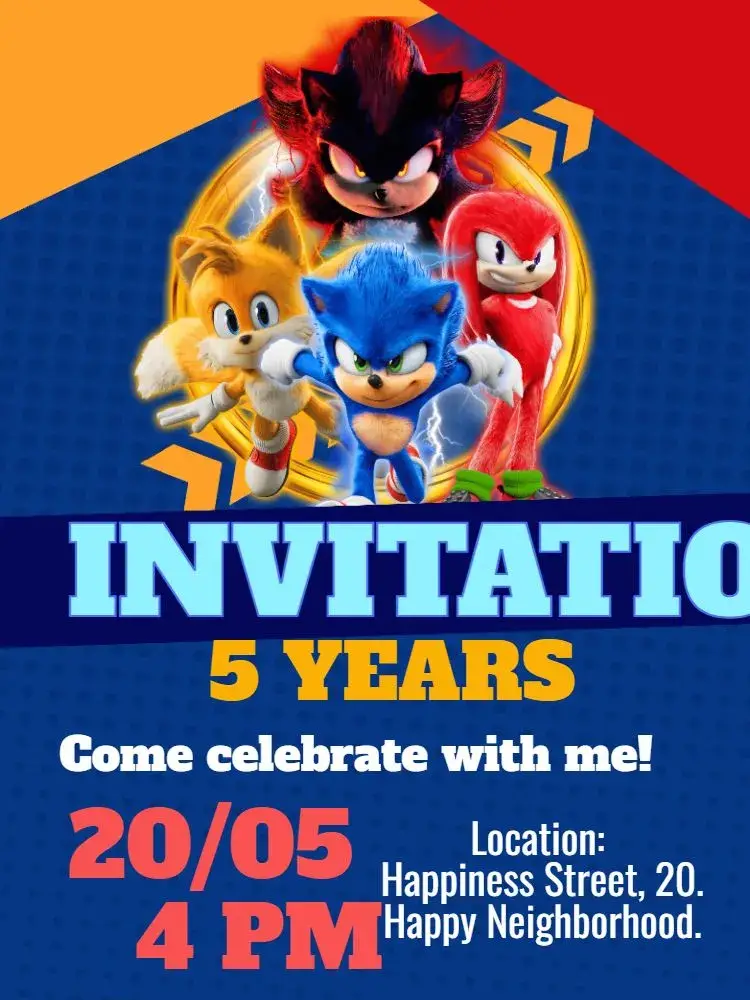 Sonic Birthday invitation