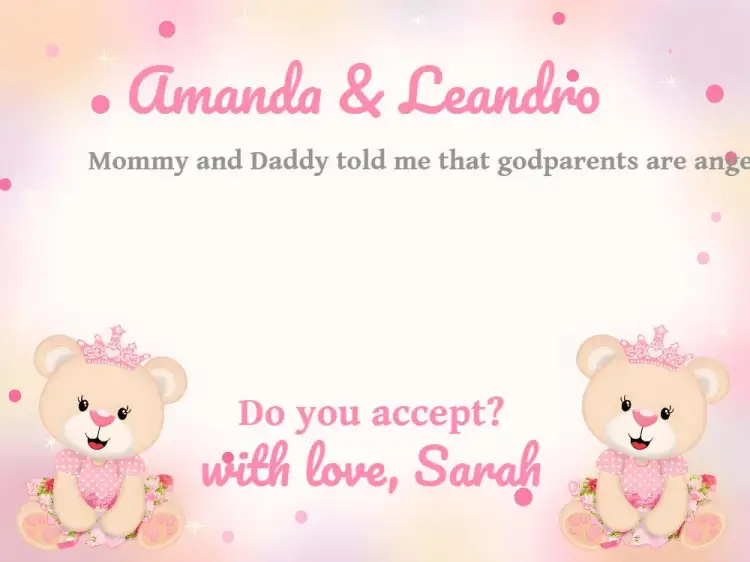 Invitation Godparents Of Baptism Little Princess Baptism – Baptism theme pink, white, childish, playful, delicate, religious