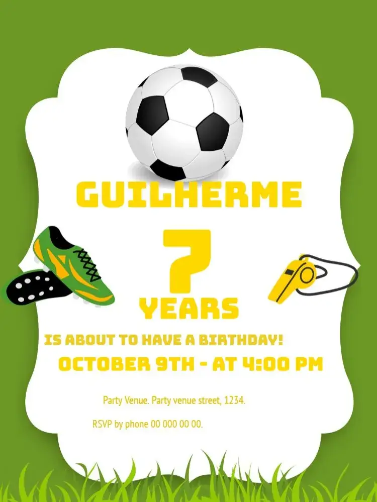 Green Children's Soccer invitation