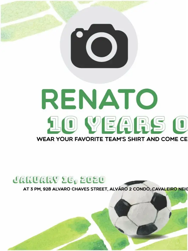 Invitation Soccer Whatsapp – Kids' Birthday Party theme sporty, fun, colorful, childlike, modern