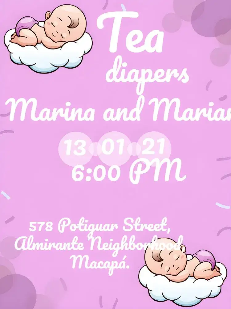 Invitation Twin Girls Diaper Shower Bubbles – Diaper Shower theme soft pink, delicate white, fluffy clouds, soap bubbles, playful style, modern design