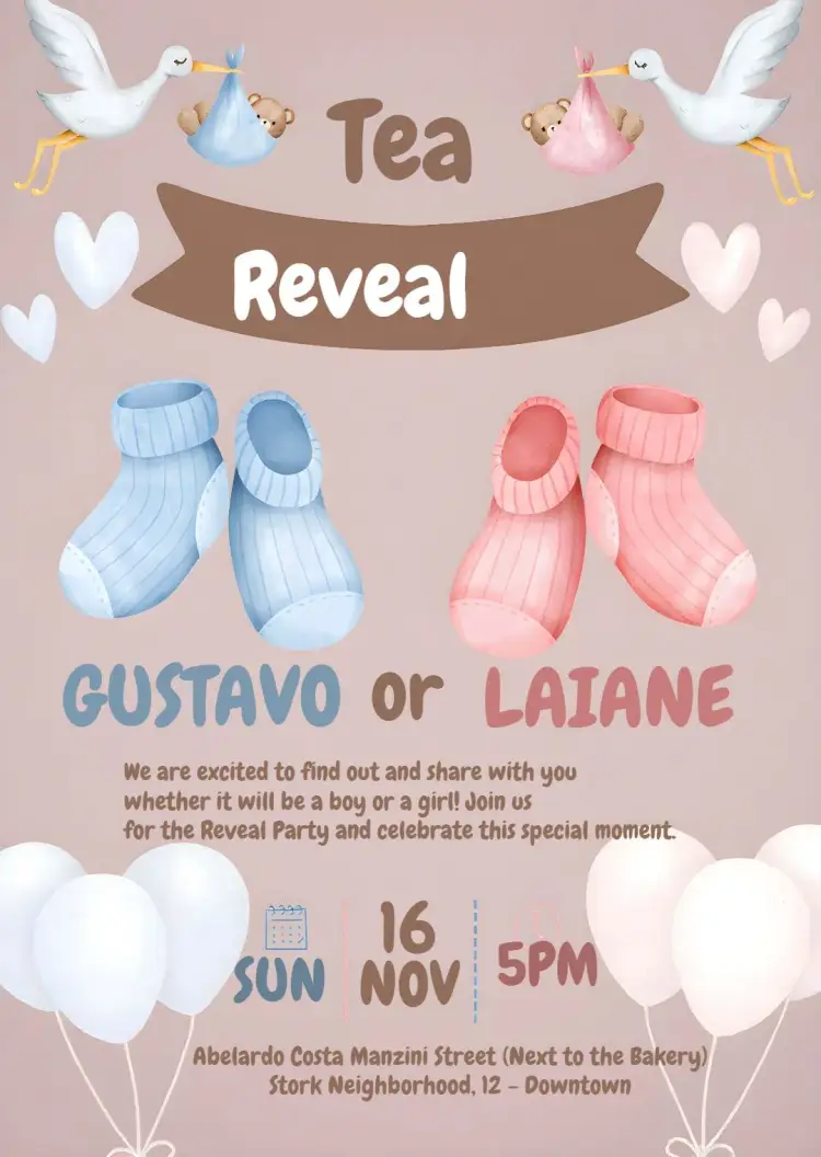 Blue Boy Or Girl Gender Reveal Tea Party invitation