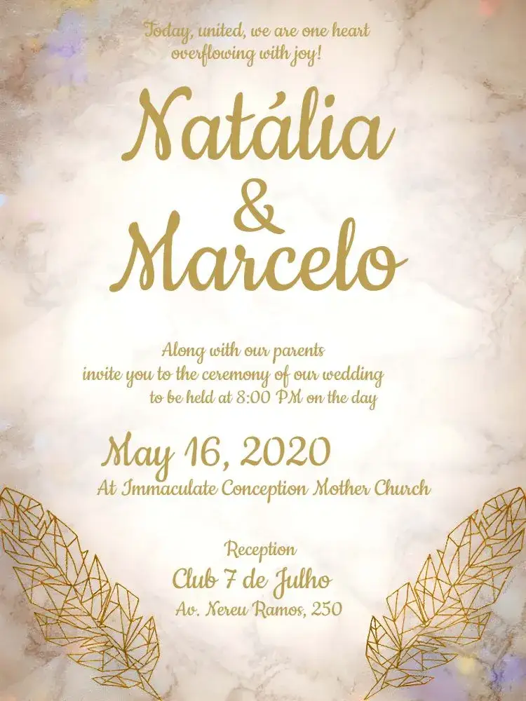 Invitation Elegant Wedding - Gold and White – Wedding theme golden, white, minimalist, modern, elegant