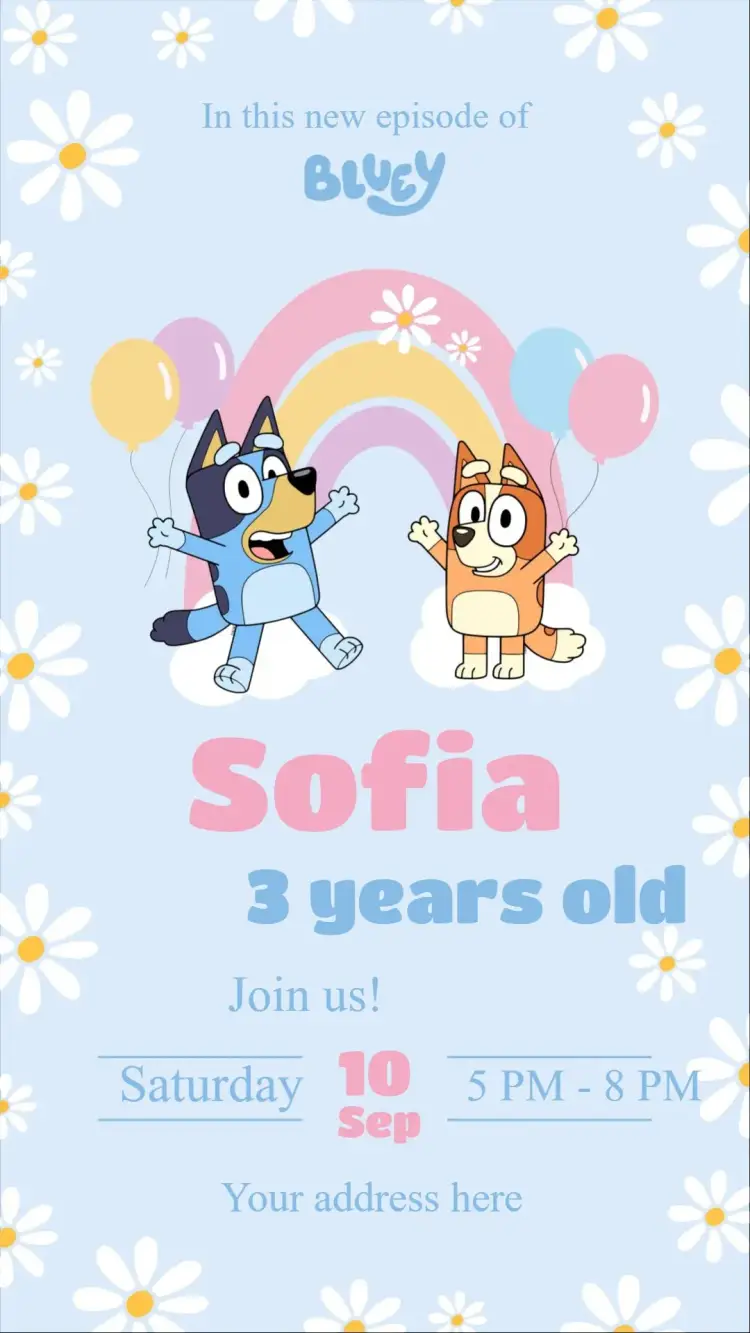 Bluey invitation