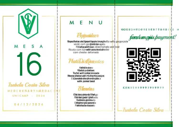 Menu Triangle Veterinary Medicine Graduation Table invitation