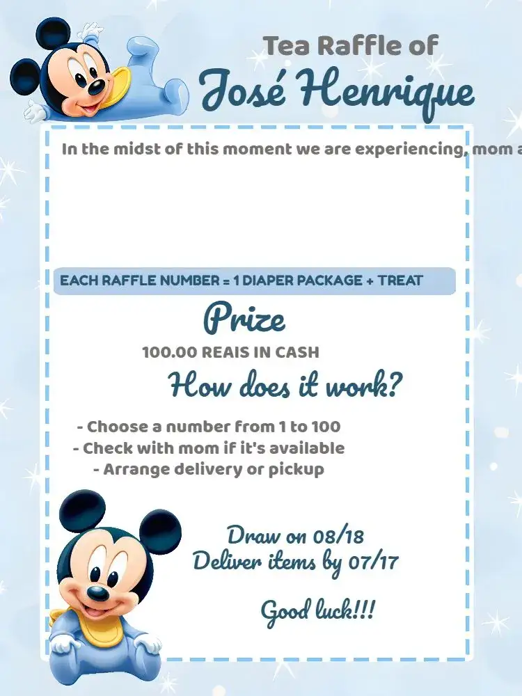 Invitation Mickey Mouse Baby Shower Raffle Tea – Raffle Tea theme colorful, playful, childlike, fun, themed