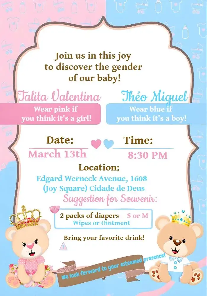 Teddy Bears Royal Pink Reveal Party