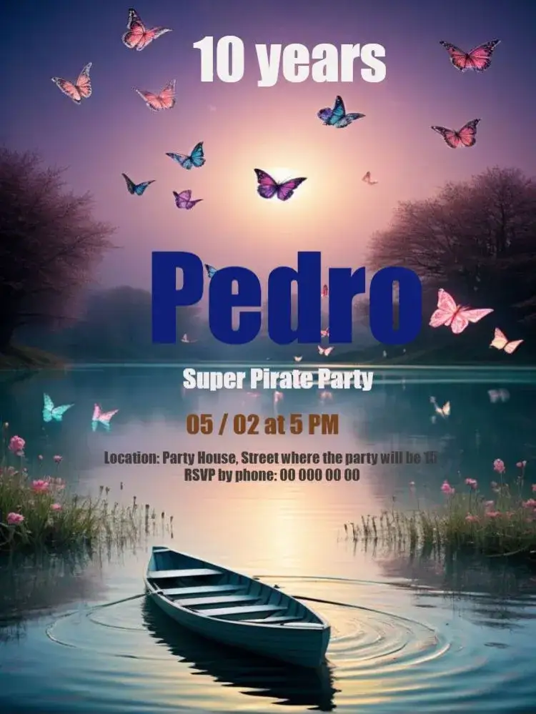 Invitation Boat To Edit Map – Kids' Birthday Party theme nautical, adventure, colorful, children's, fantasy