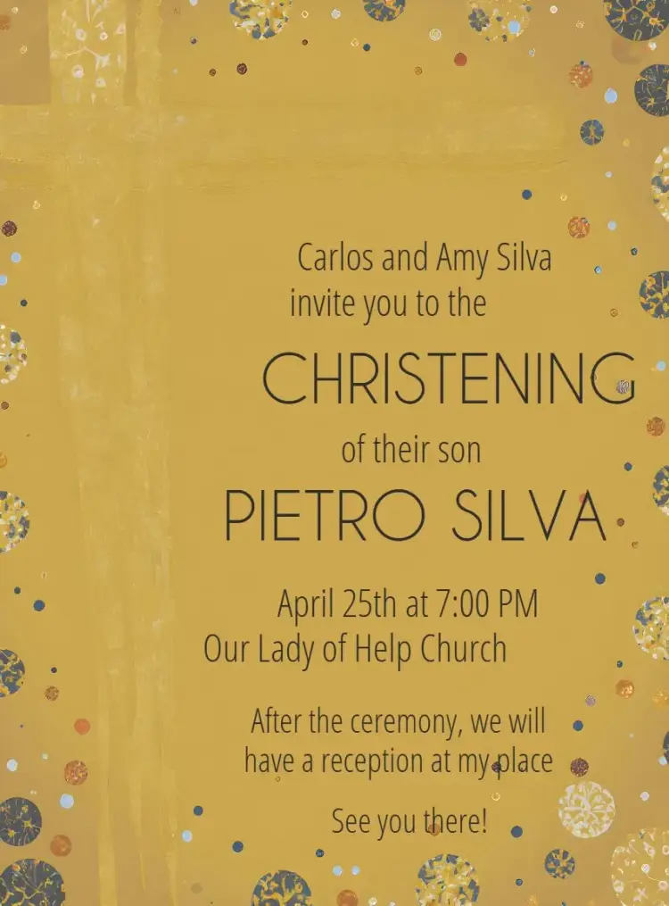Golden and White Church Baptism invitation
