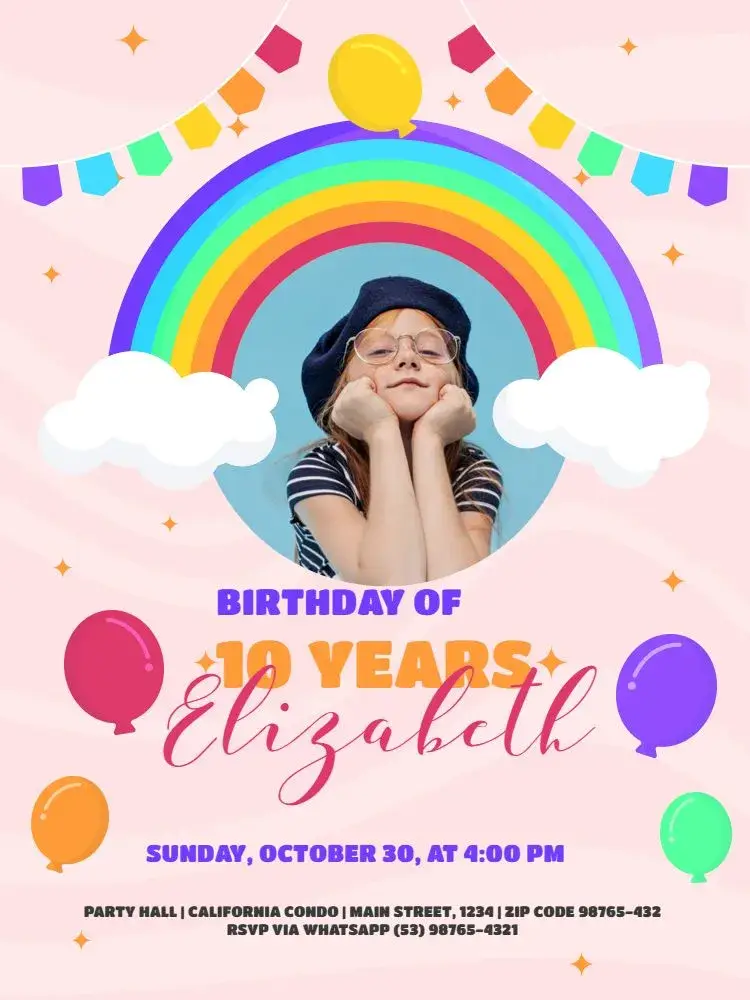 10 Years With Child Photo invitation