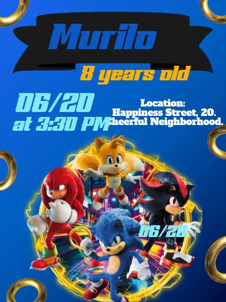 Sonic Birthday invitation