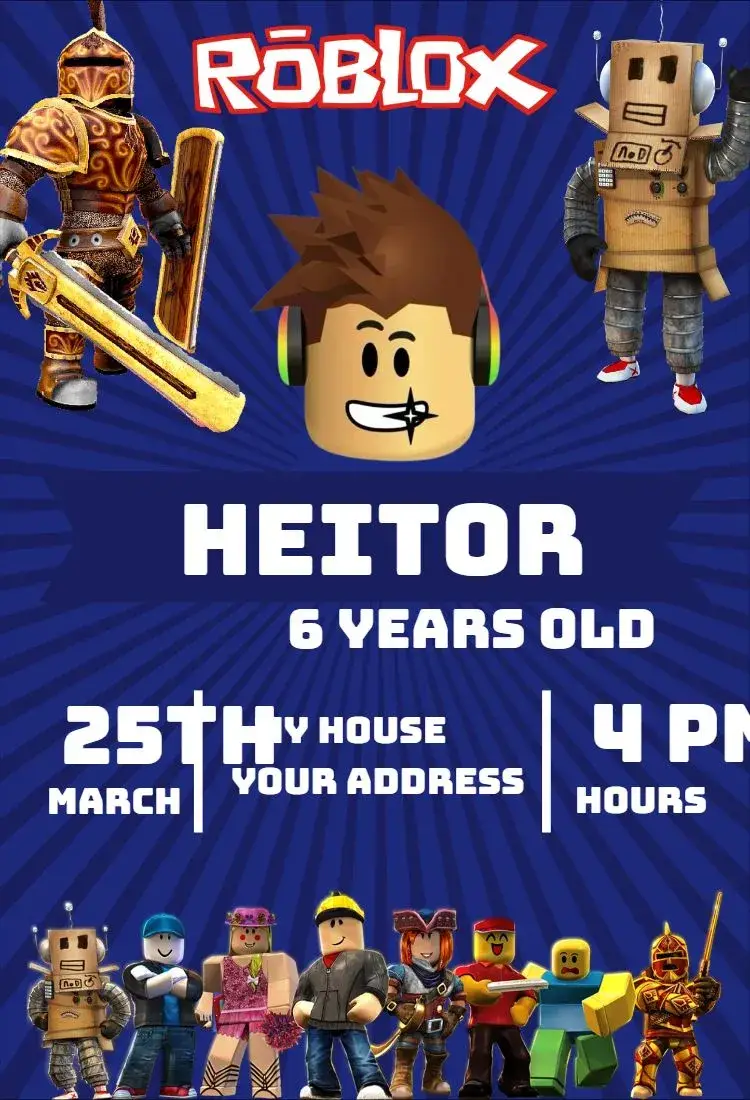 Boy's Roblox Birthday Invitation