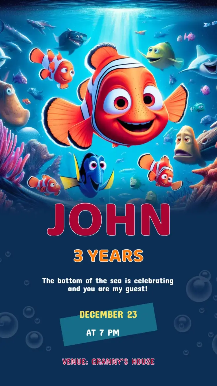 Finding Nemo Birthday Invitation