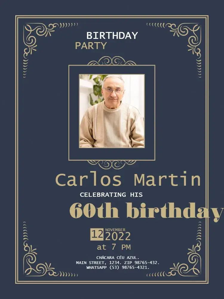 60 Years With Elegant Photo invitation