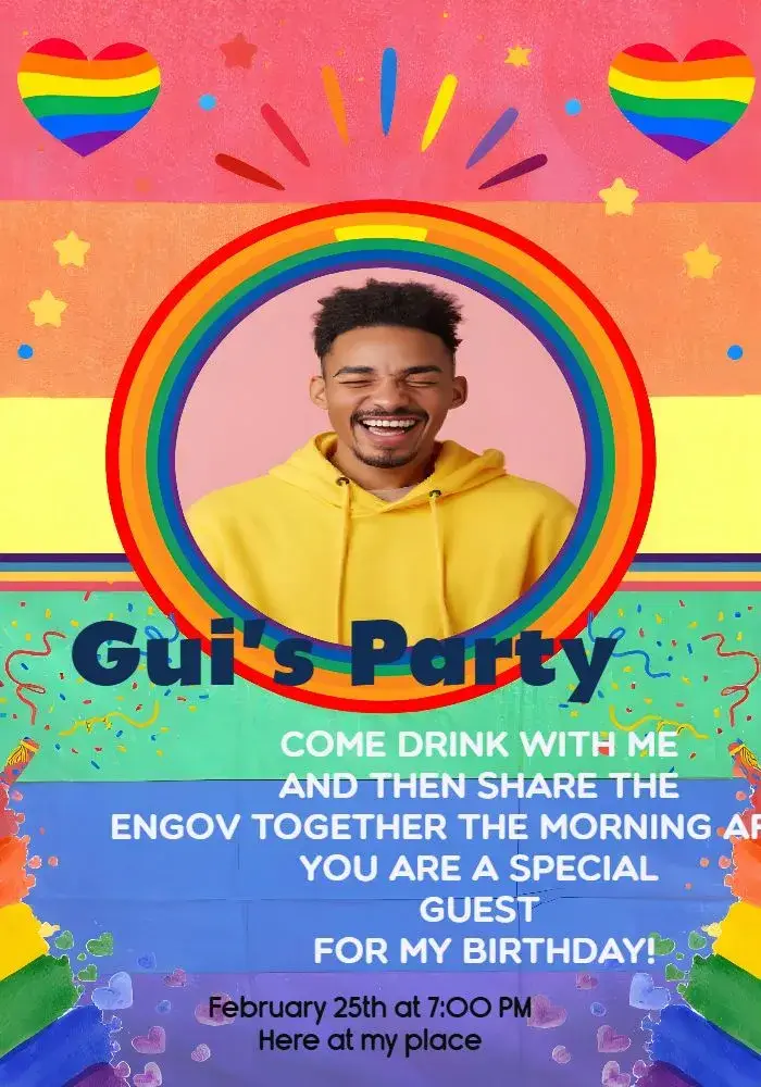 Invite Lgbtqia+ With Iris Photo editable and customizable