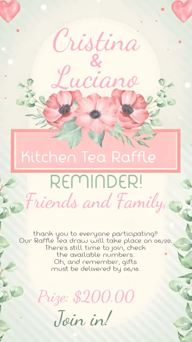 Reminder Kitchen Potluck Raffle Tea