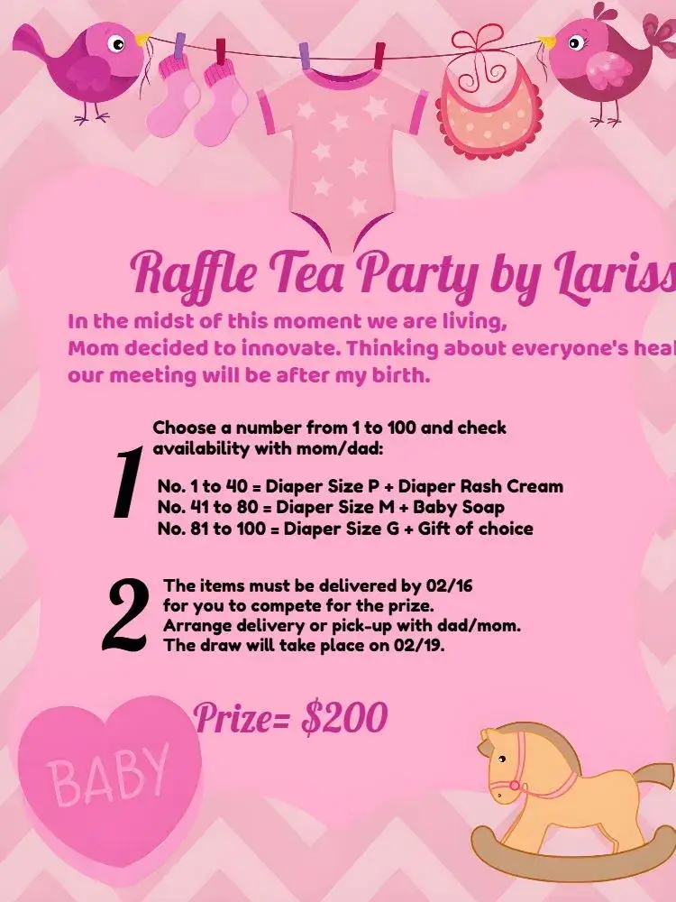 Invitation Lilac Clothesline Tea Raffle – Raffle Tea theme lilac, floral, children's graphics, birds, soft, cheerful