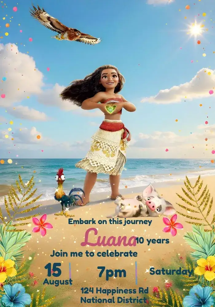 Moana Disney invitation