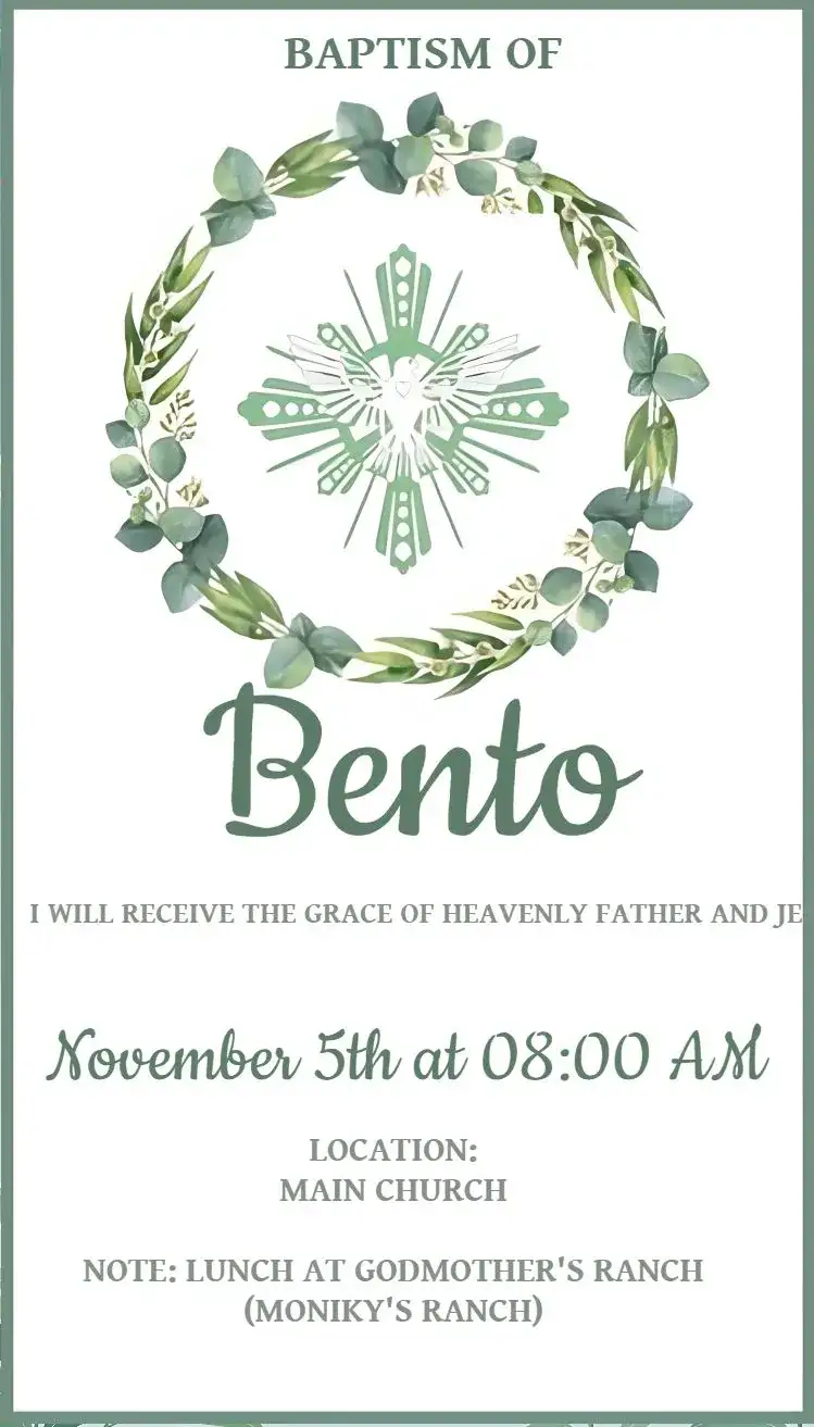 Invitation Green Baptism Christening – Baptism theme green, modern, delicate, minimalist, church, nature