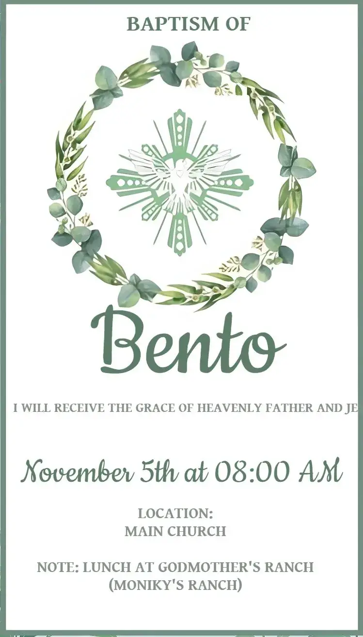 Invite Green Baptism Christening editable and customizable