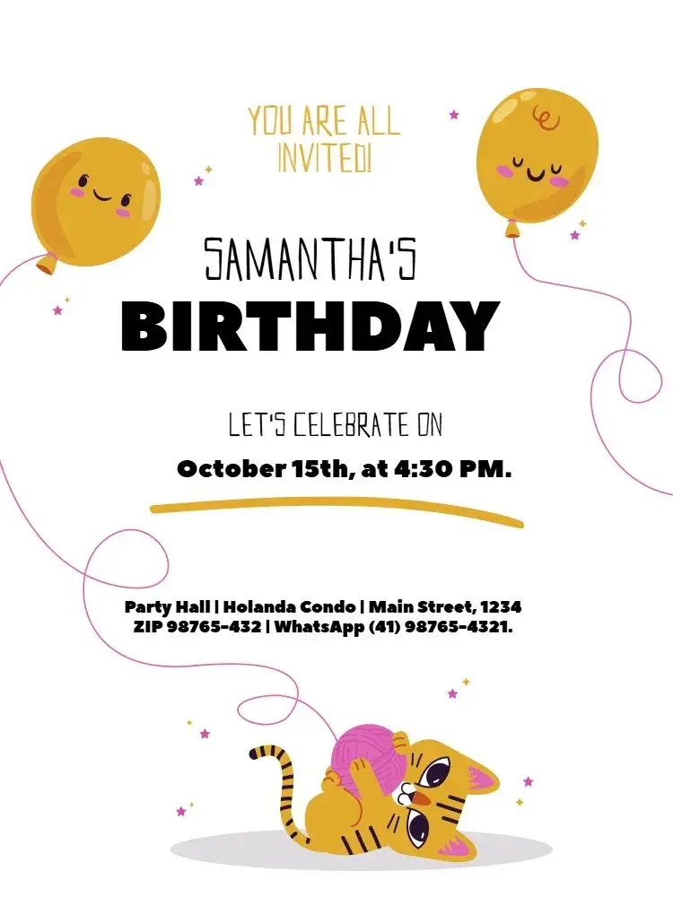 Delicate Young Cat invitation