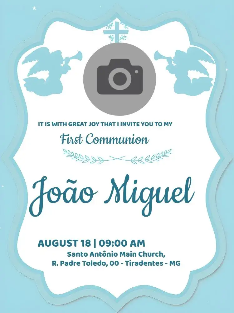 Invite First Communion With Boy Photo editable and customizable