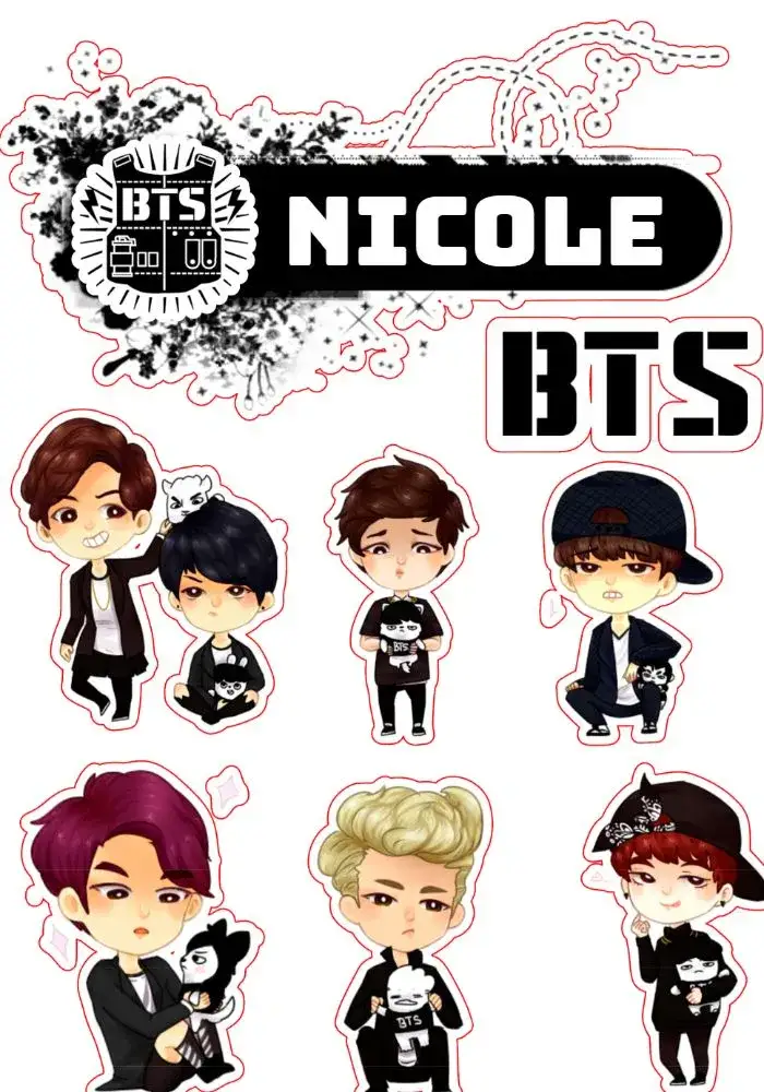 Invitation Bts Cute White Cake Topper – Cake topper theme charming, contemporary, black and white, Youthful, fun, themed