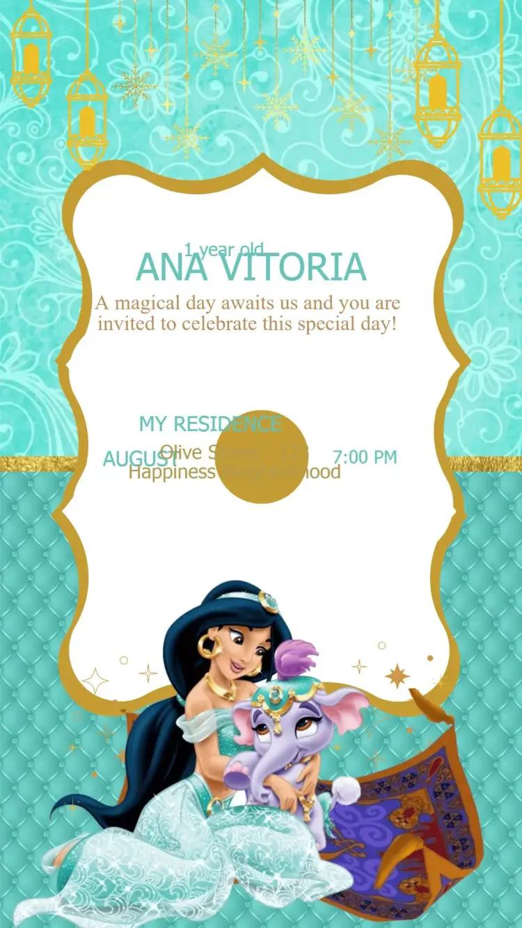 Princess Jasmine Birthday Invitation
