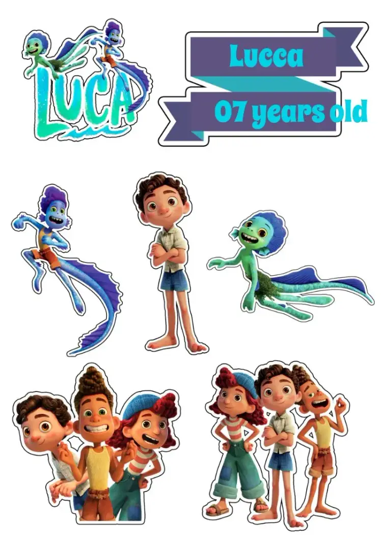 Top Luca Disney Giulia Cake Topper invitation