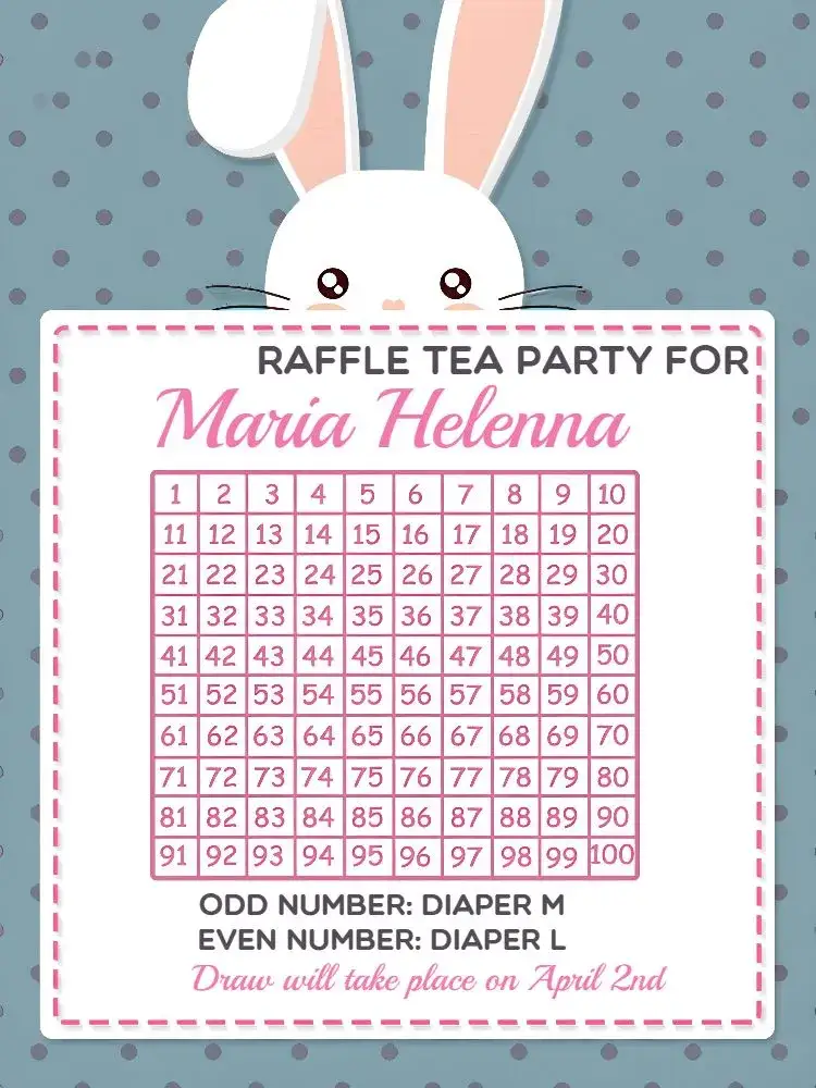 Invitation Easter Raffle Tea 1 – Raffle Tea theme floral, colorful, romantic, modern, childish