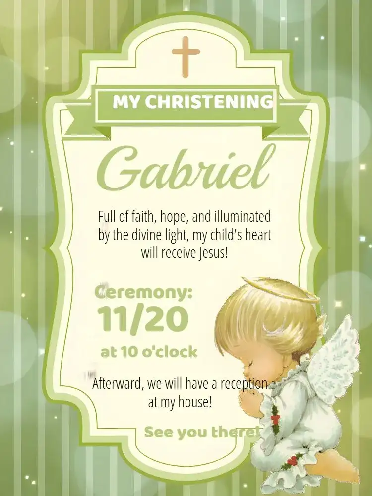 Green Little Angel Boy Baptism