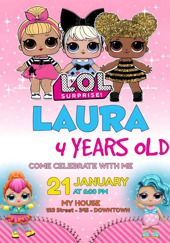 Invitation Doll Lol Surprise Glitter – Most searched for theme bright, colorful, fun, childish, themed, playful