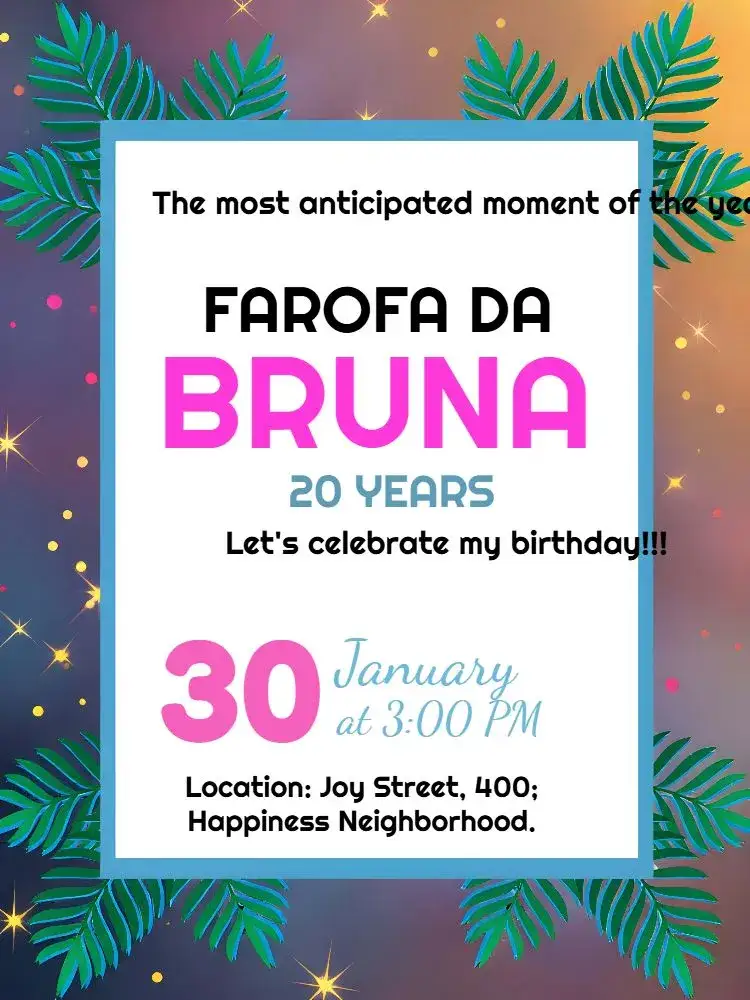 Invitation Farofa Colorido – Bridal Shower theme abstract, colorful, summer, fun prints, pool, party