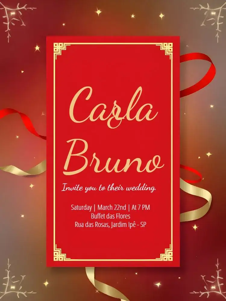 Invitation Elegant Red Wedding – Wedding theme elegant, glamorous, romantic, red, golden, luxurious