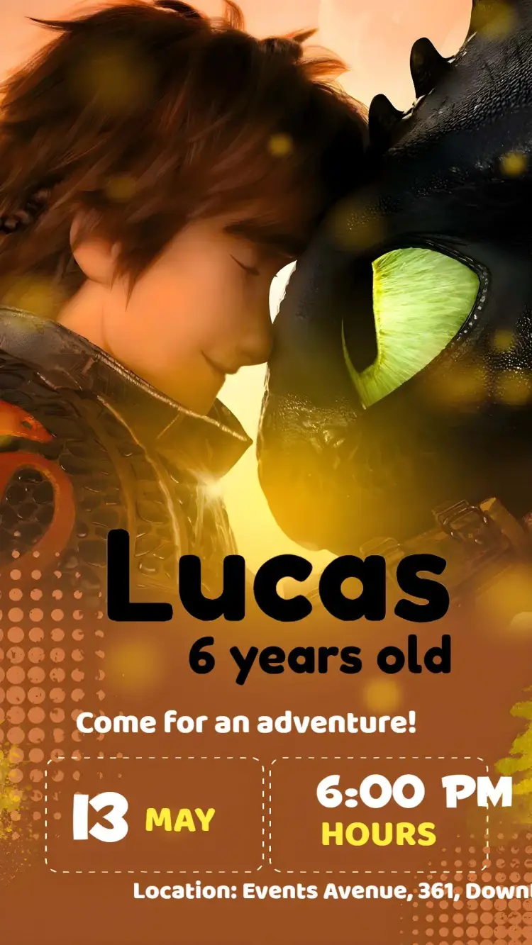 How to Train Your Dragon Toothless invitation