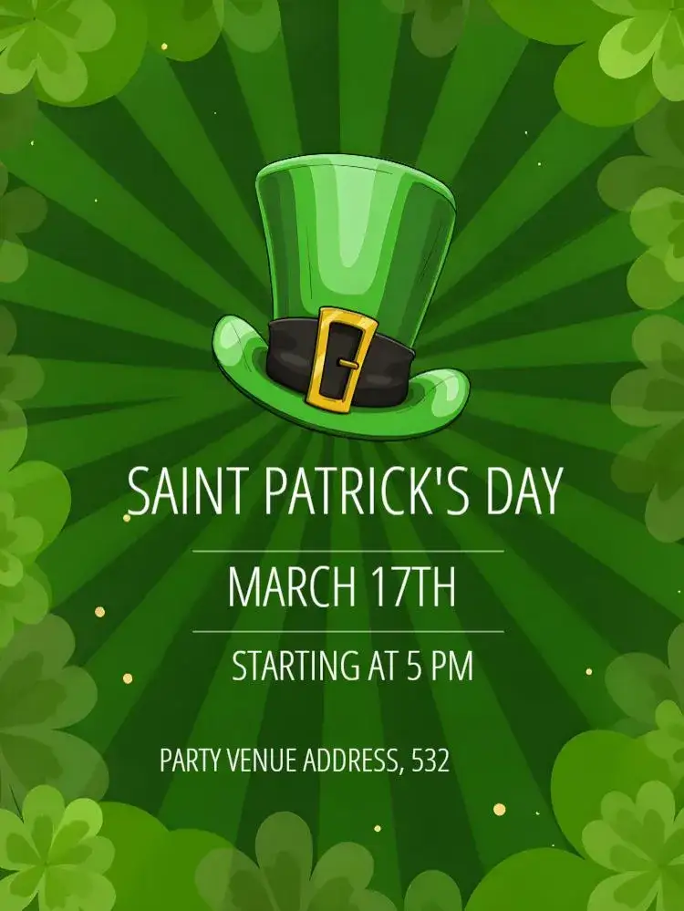 Invitation Saint Patrick's Day – Commemorative Dates theme green, Irish, fun, festive, vintage, colorful