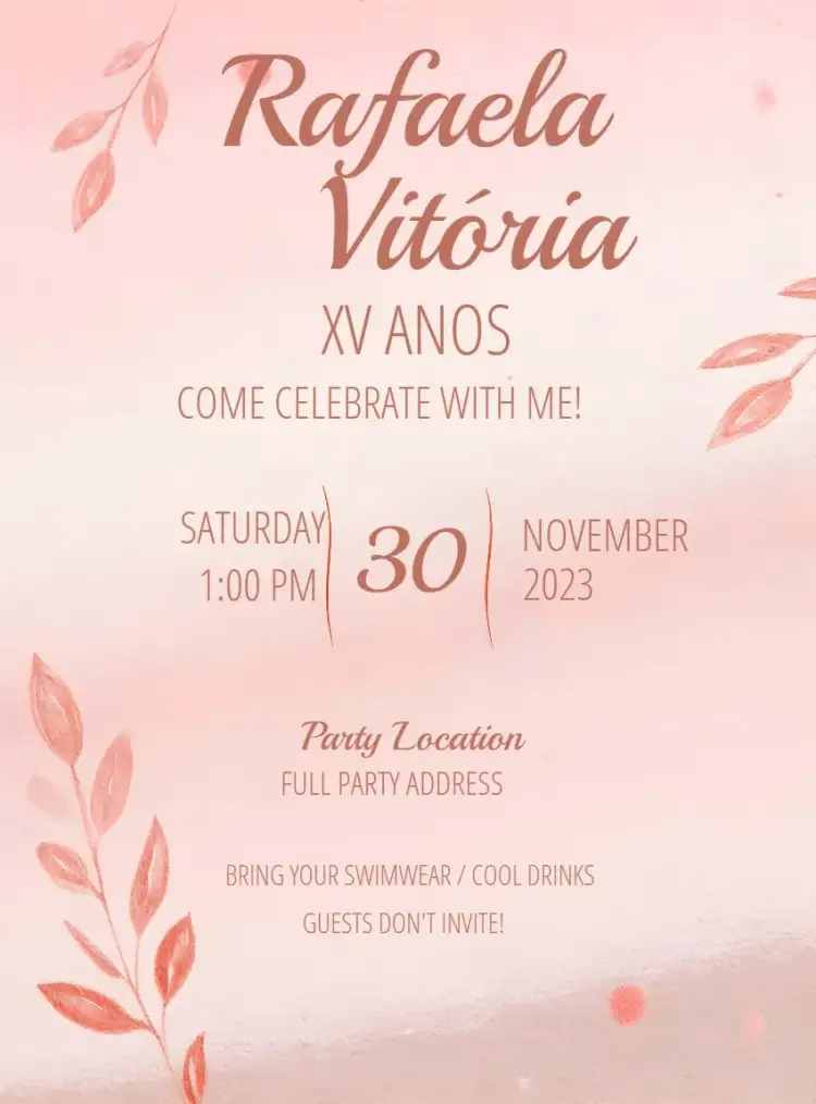 Invitation Pink 15th Birthday Party – Sweet 15 theme pink, delicate, modern, feminine, elegant, festive