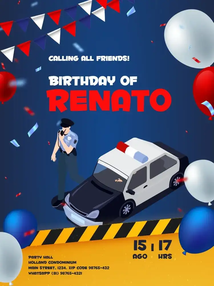 Children's Blue And Red Yellow Police Theme