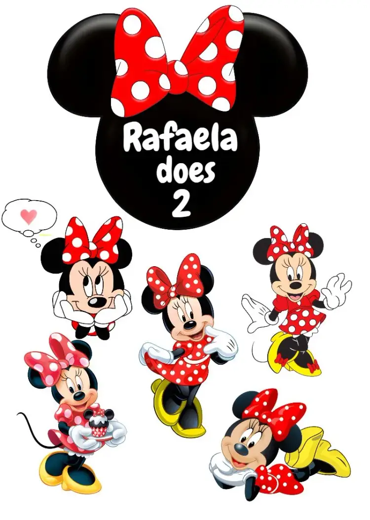 Invite Red Minnie Mouse Cake Topper editable and customizable