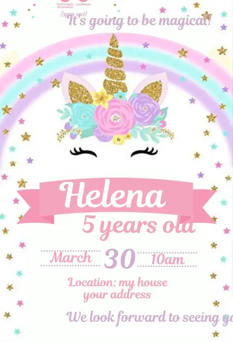 Invite Unicorn 1 editable and customizable