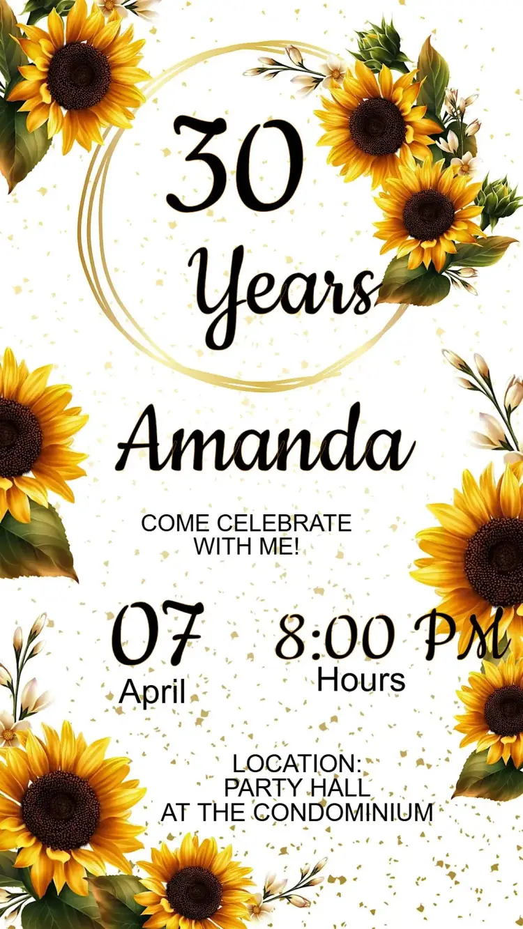 Invite Sunflower Birthday Invitation editable and customizable