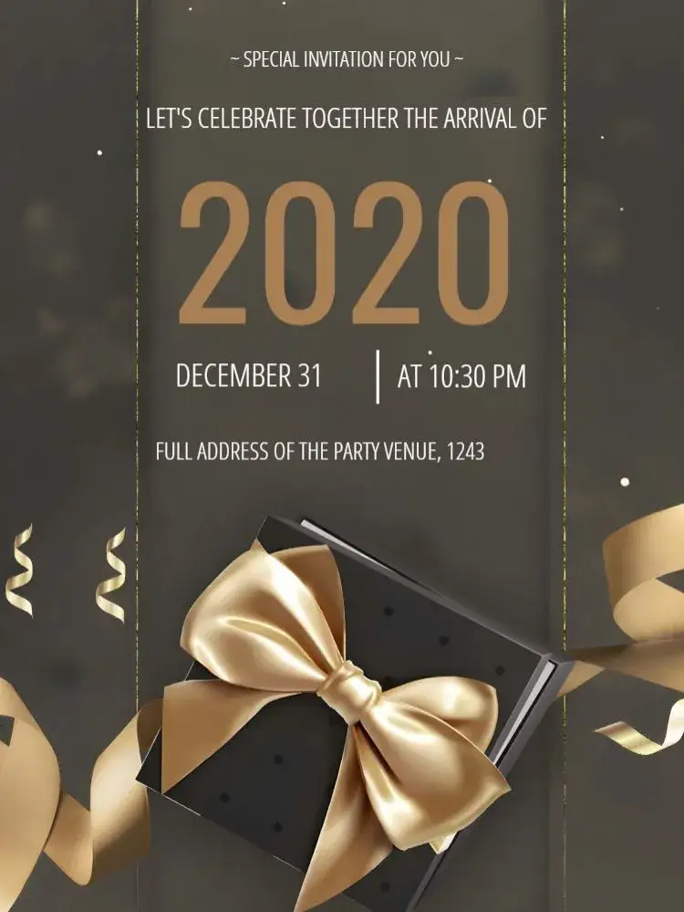 Invitation New Year's Eve – Commemorative Dates theme bright, festive, colorful, modern, elegant, fun