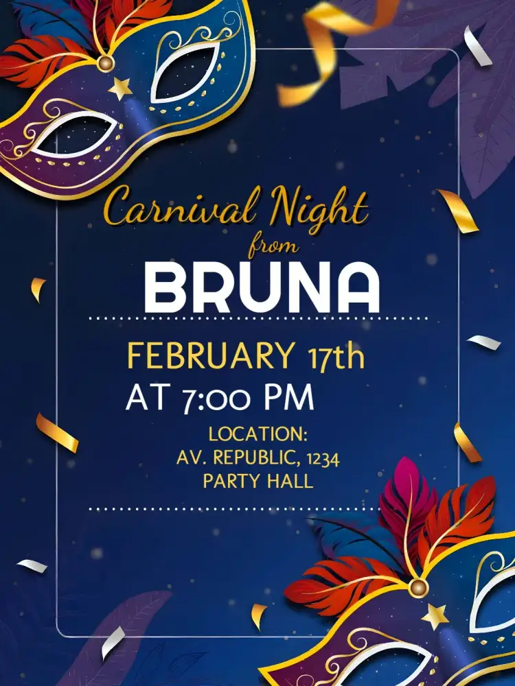 Invitation Carnival Ball Party – Commemorative Dates theme colorful, festive, vibrant, tropical, cheerful