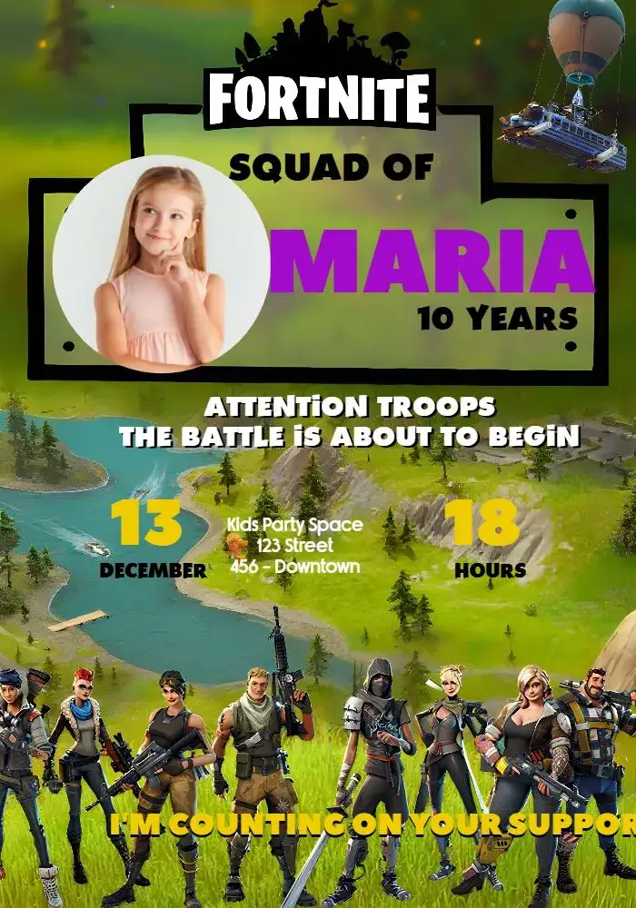 Invitation Fortnite With Photo Fortnitebattleroyale – Most searched for theme colorful, gamer-themed, modern, themed, fun