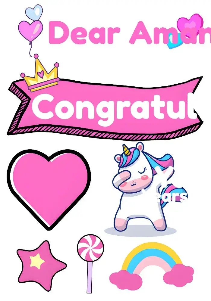 White Unicorn Cake Topper invitation