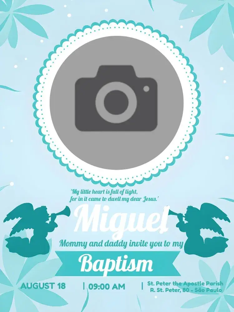 Boy Baptism Photo invitation