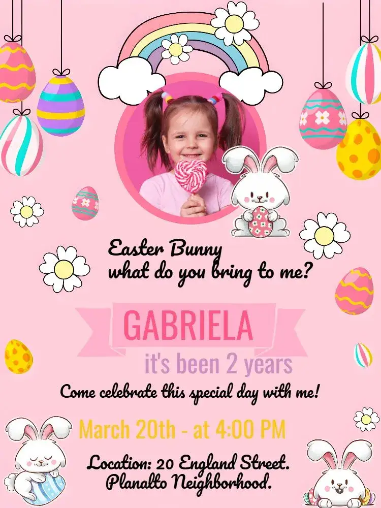 Invitation Easter With Carrot Photo – Commemorative Dates theme colorful, fun, childish, Easter, animals, festive